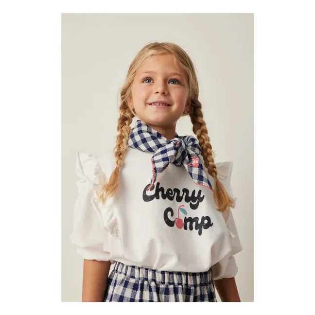 Ruffled Cherry Sweat | White