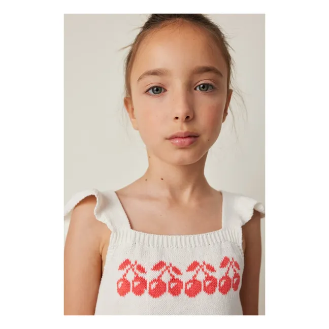 Top in maglia color ciliegia | Bianco