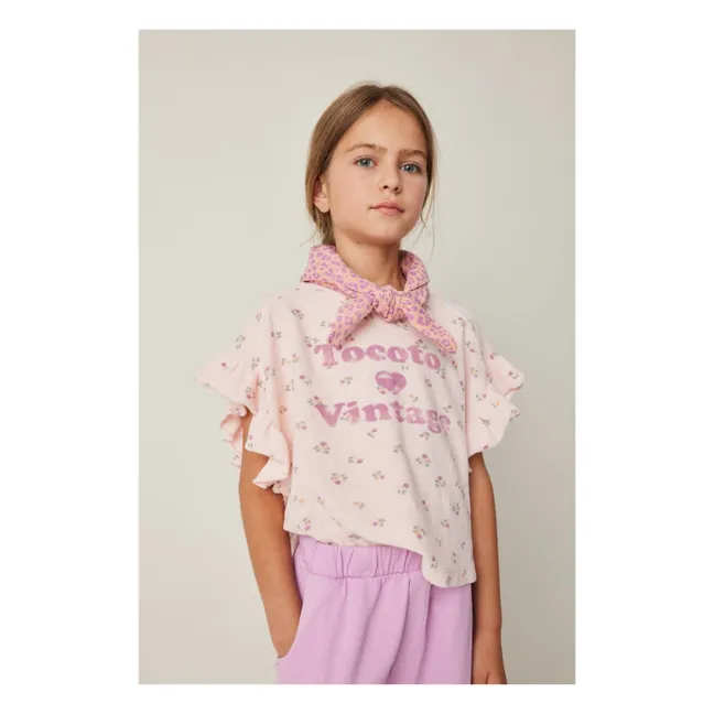 T-Shirt Blumen Frottee | Blassrosa