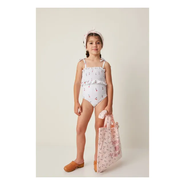Costume da bagno increspato Cherry | Bianco