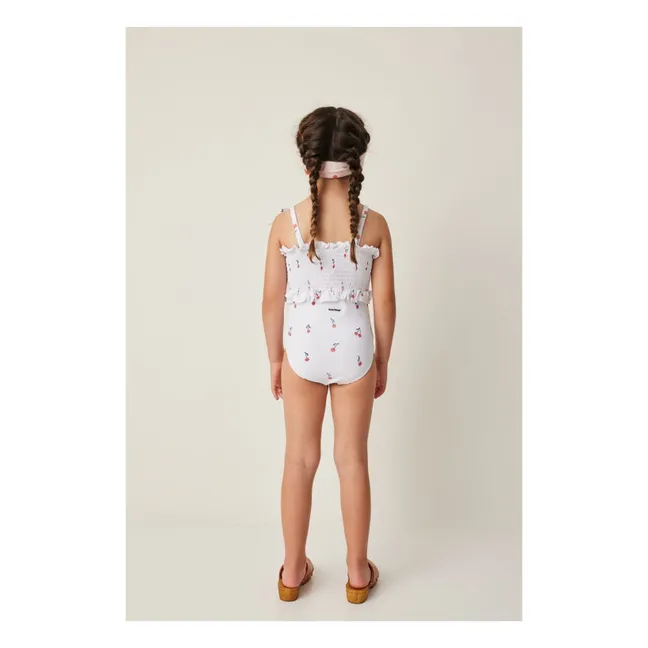 Costume da bagno increspato Cherry | Bianco