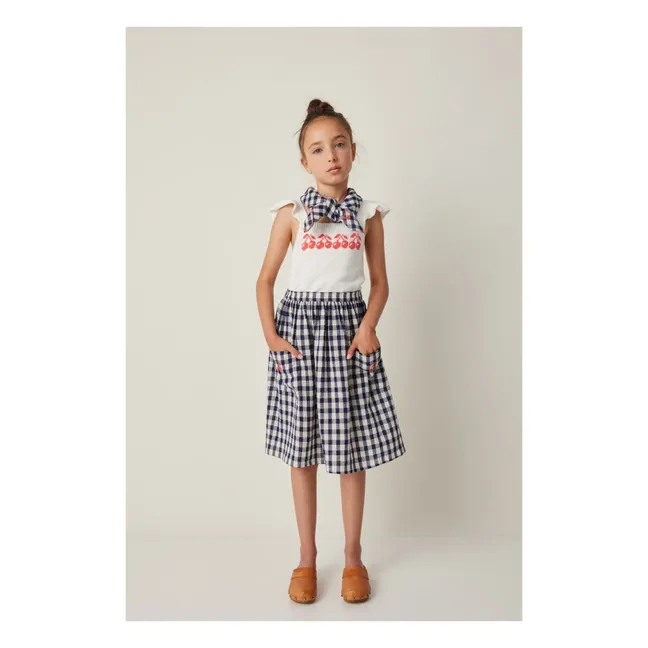 Gingham Midi Skirt | Navy blue