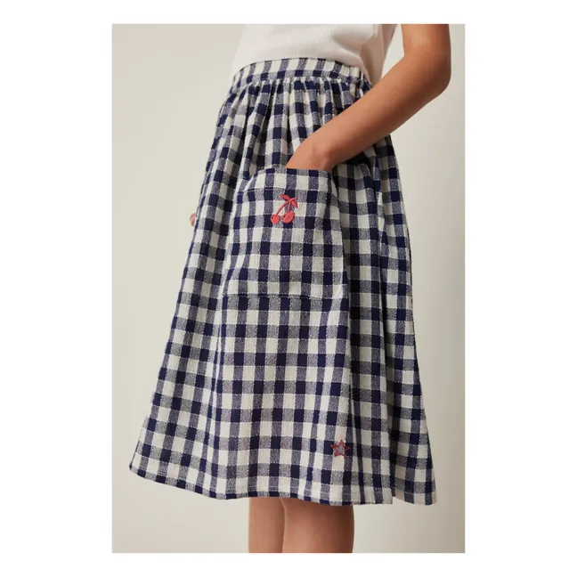 Gingham Midi Skirt | Navy blue