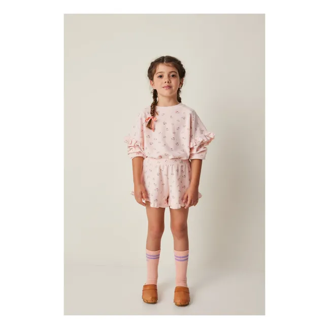 Flying Flowers Terrycloth Short | Pale Pink