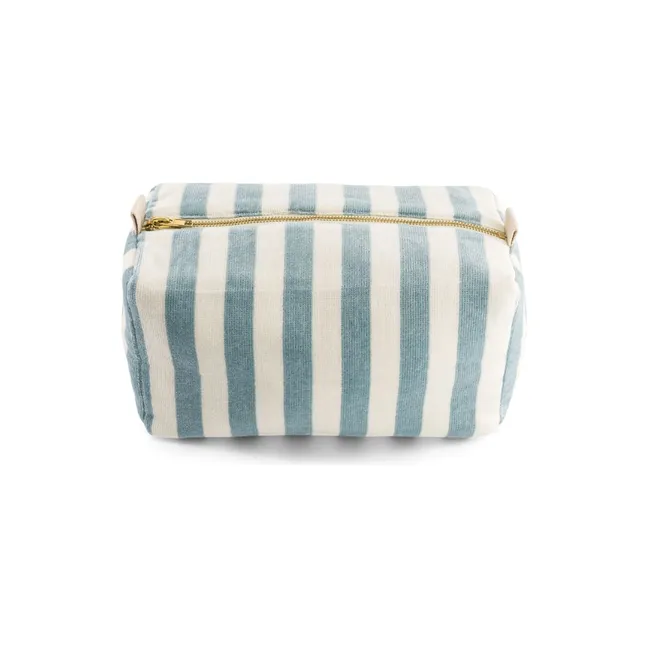 Vic striped terrycloth toiletry bag | Light blue
