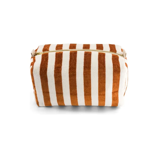 Vic striped terrycloth toiletry bag | Camel