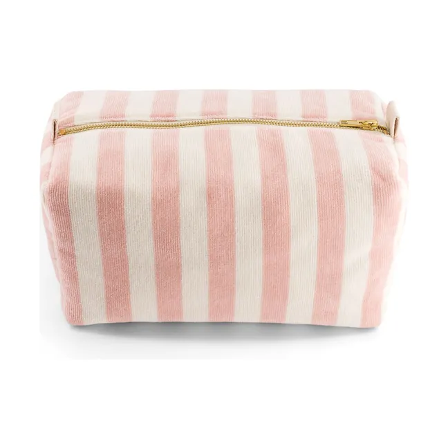 Vic striped terrycloth toiletry bag | Pale pink