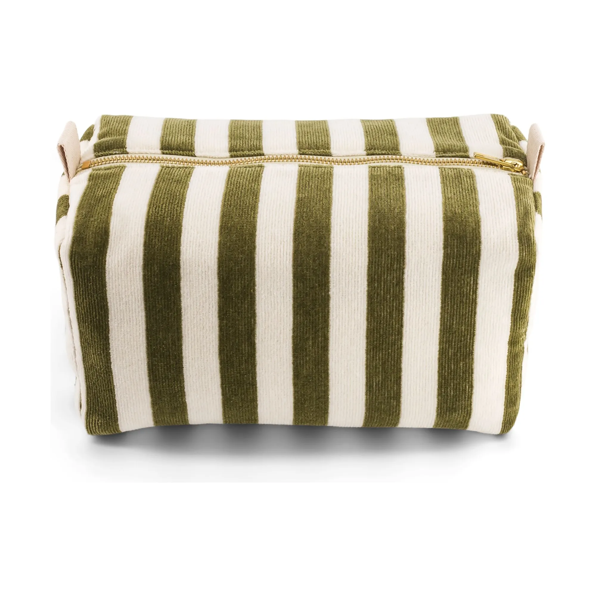 Rose In April Khaki Vic Striped Terrycloth Toiletry Bag