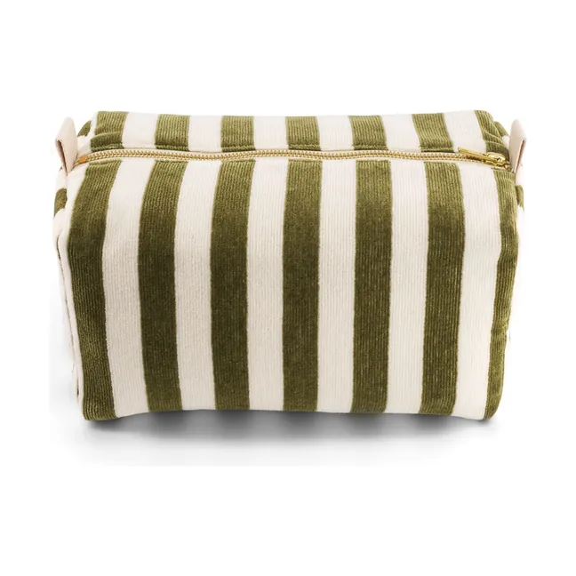 Vic striped terrycloth toiletry bag | Khaki