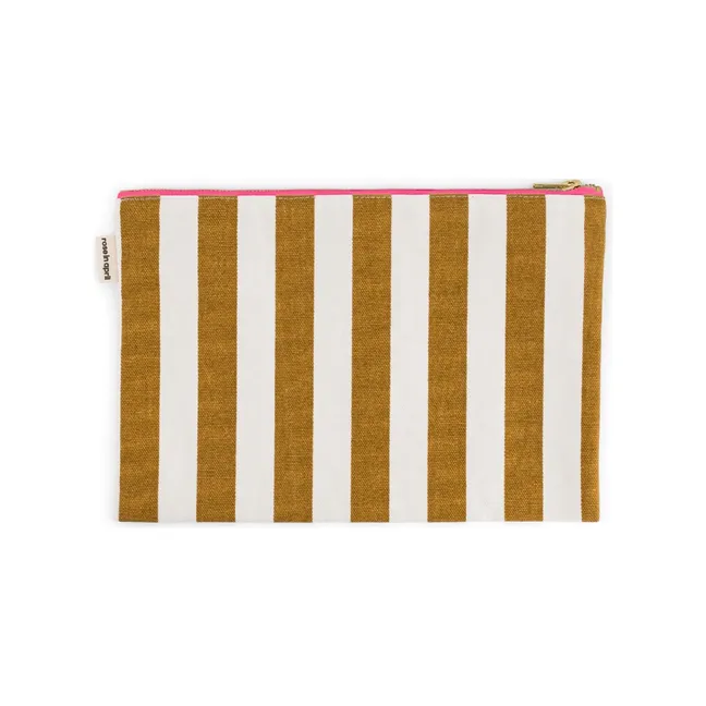 Lili striped clutch bag | Caramel