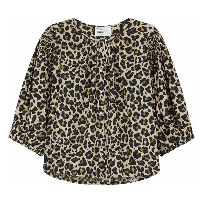 Camicetta in cotone organico Corso Leopard | Beige