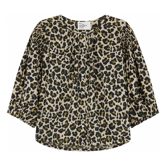 Corso Leopard Organic Cotton Blouse | Beige