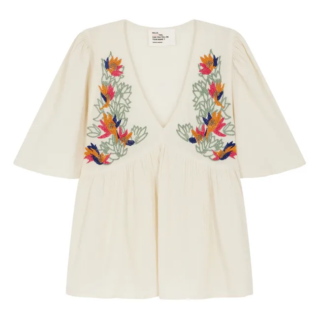 Bluse Choly Pearl Bio-Baumwolle | Grauweiß