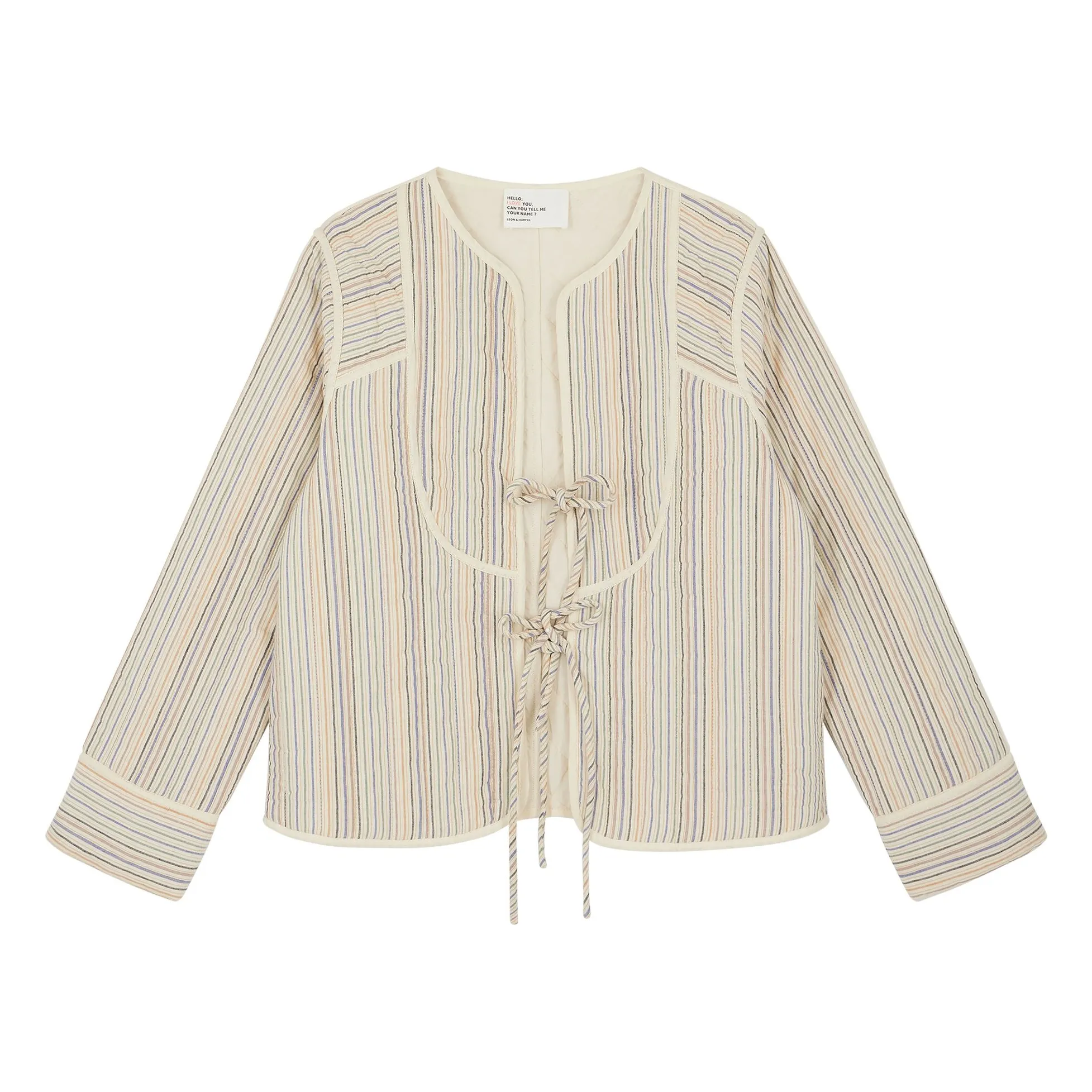 Leon & Harper Ecru Vasila Stripes Organic Cotton Jacket