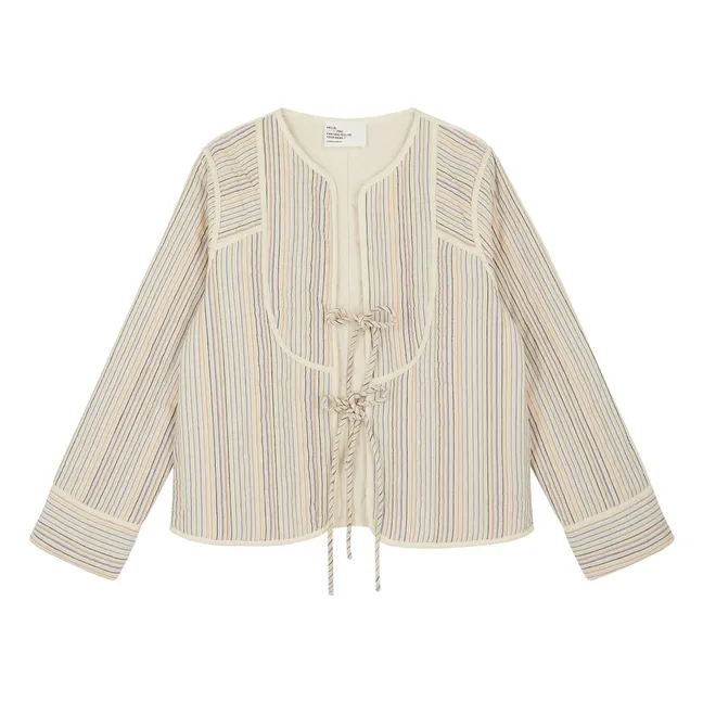 Veste Vasila Rayures Coton Bio | Ecru