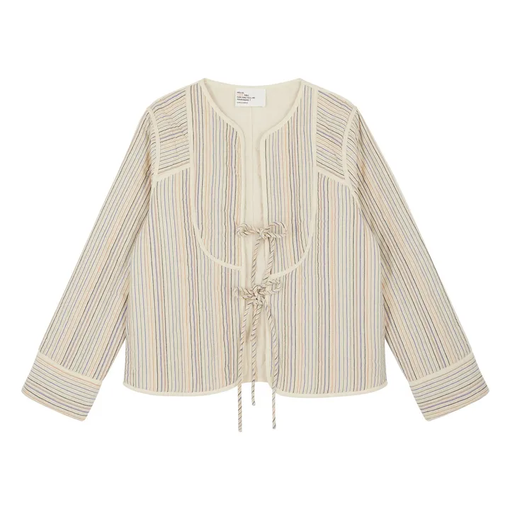 Veste Vasila Rayures Coton Bio | Ecru- Image produit n°0
