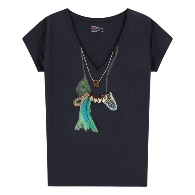 T-Shirt Tonton Feather Bio-Baumwolle | Kohle