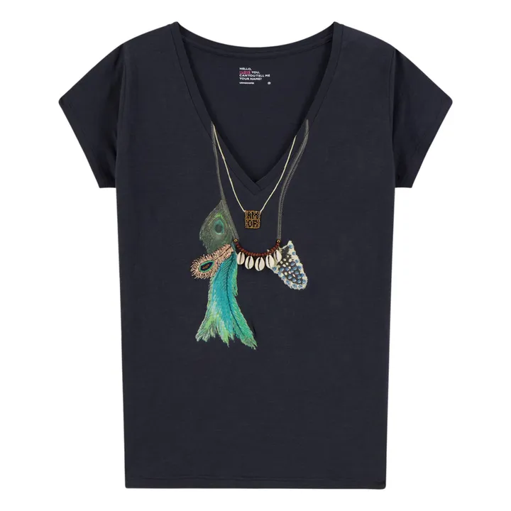 T-shirt Tonton Feather Coton Bio | Carbone- Image produit n°0