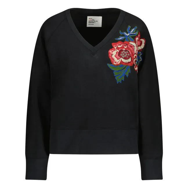 Sweatshirt Shavi Flower Bio-Baumwolle | Kohle