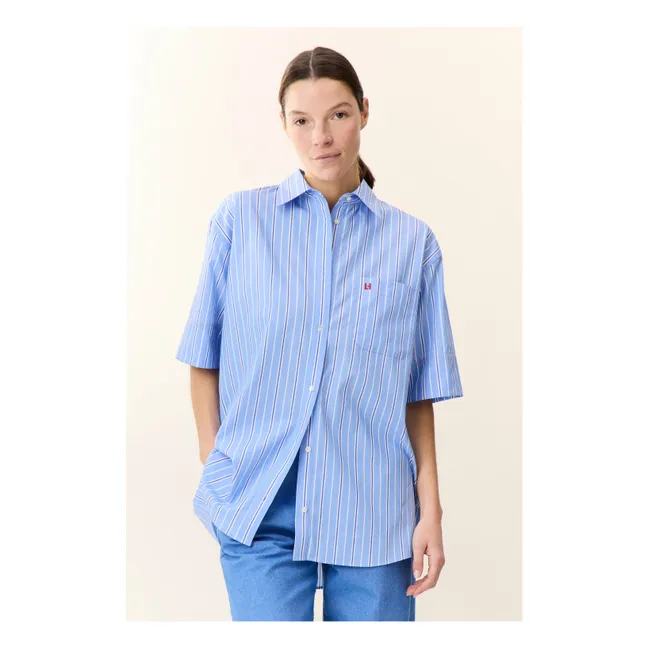 Camicia a righe in argilla | Blu