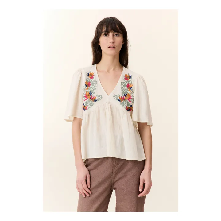 Blouse Choly Pearl Coton Bio | Blanc cassé- Image produit n°1
