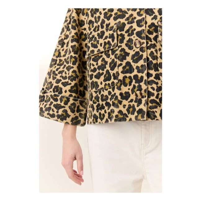 Vincy Leopard Organic Cotton Jacket | Beige