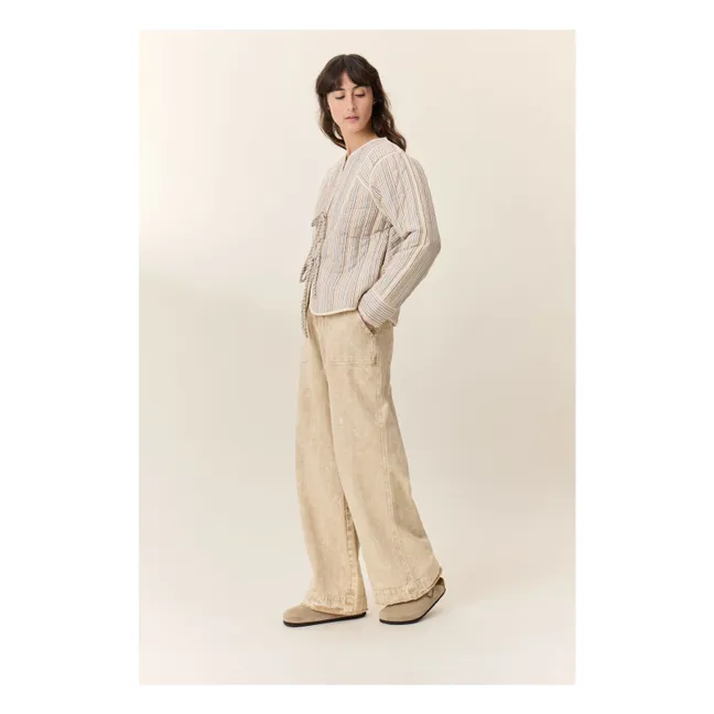 Veste Vasila Rayures Coton Bio | Ecru