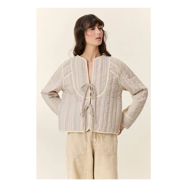 Veste Vasila Rayures Coton Bio | Ecru