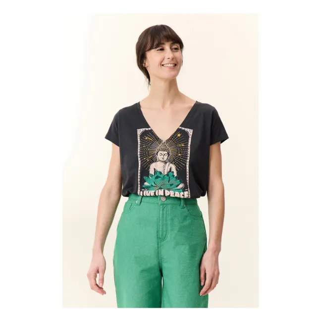 T-Shirt Tonton Yoga Bio-Baumwolle | Kohle