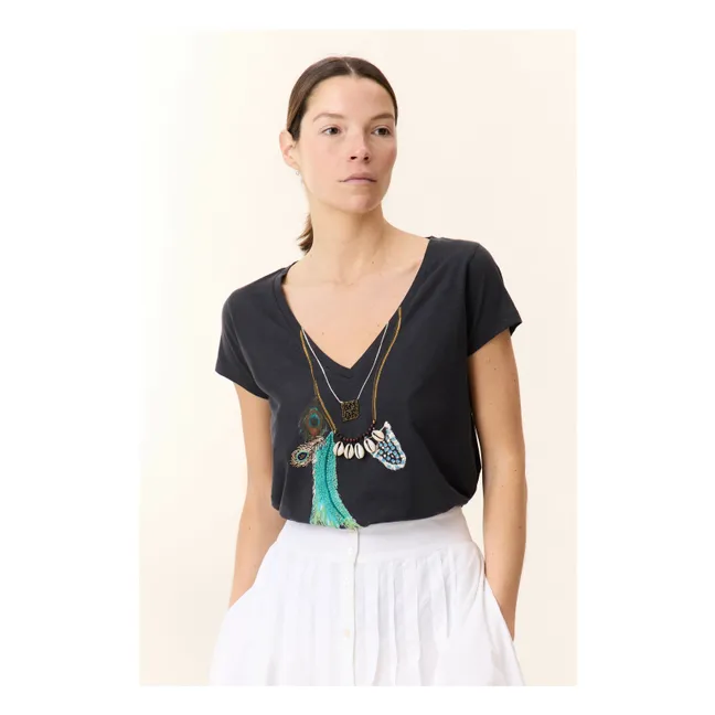 T-Shirt Tonton Feather Bio-Baumwolle | Kohle