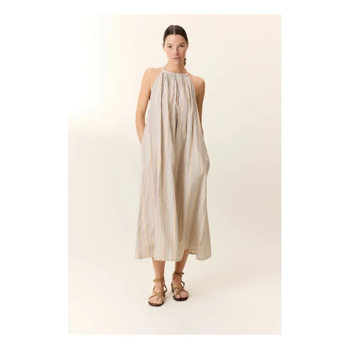 Robe Ramik Rayures Coton Bio | Ecru- Image produit n°1