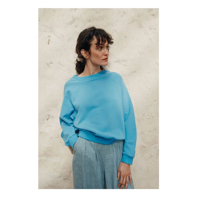 Sudadera Boston de algodón orgánico | Azul Laguna