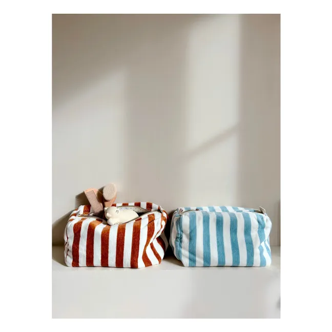 Vic striped terrycloth toiletry bag | Light blue