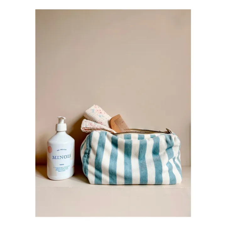 Neceser de rizo a rayas de Vic | Azul Cielo- Imagen del producto n°1