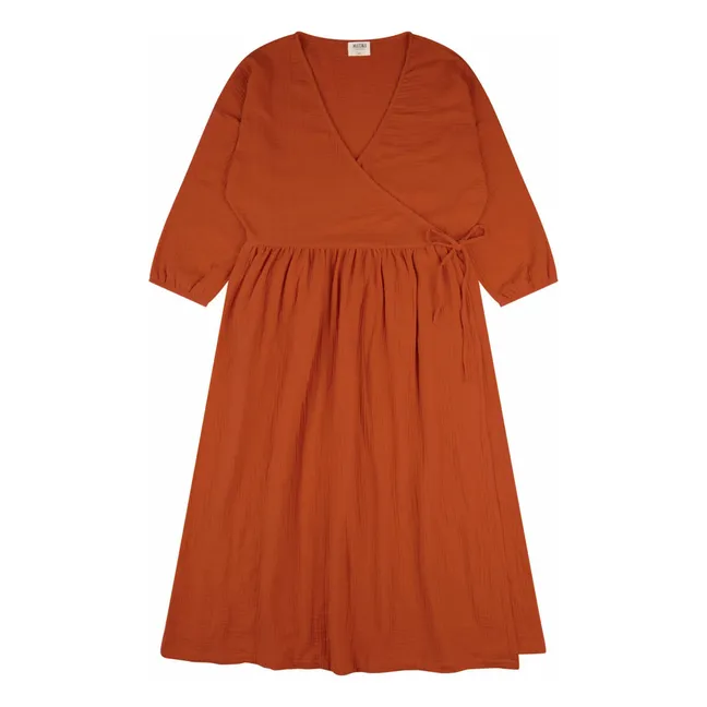 Vestido de gasa de algodón orgánico | Ladrillo