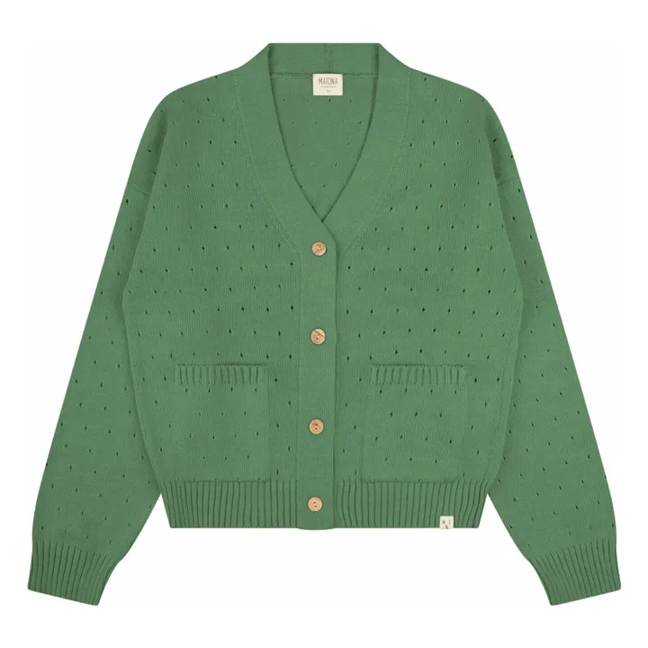Chaqueta de punto de algodón ecológico | Verde- Imagen del producto n°0