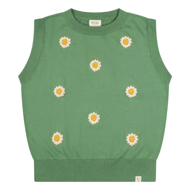 Top Fleurs Maille Coton Bio | Vert