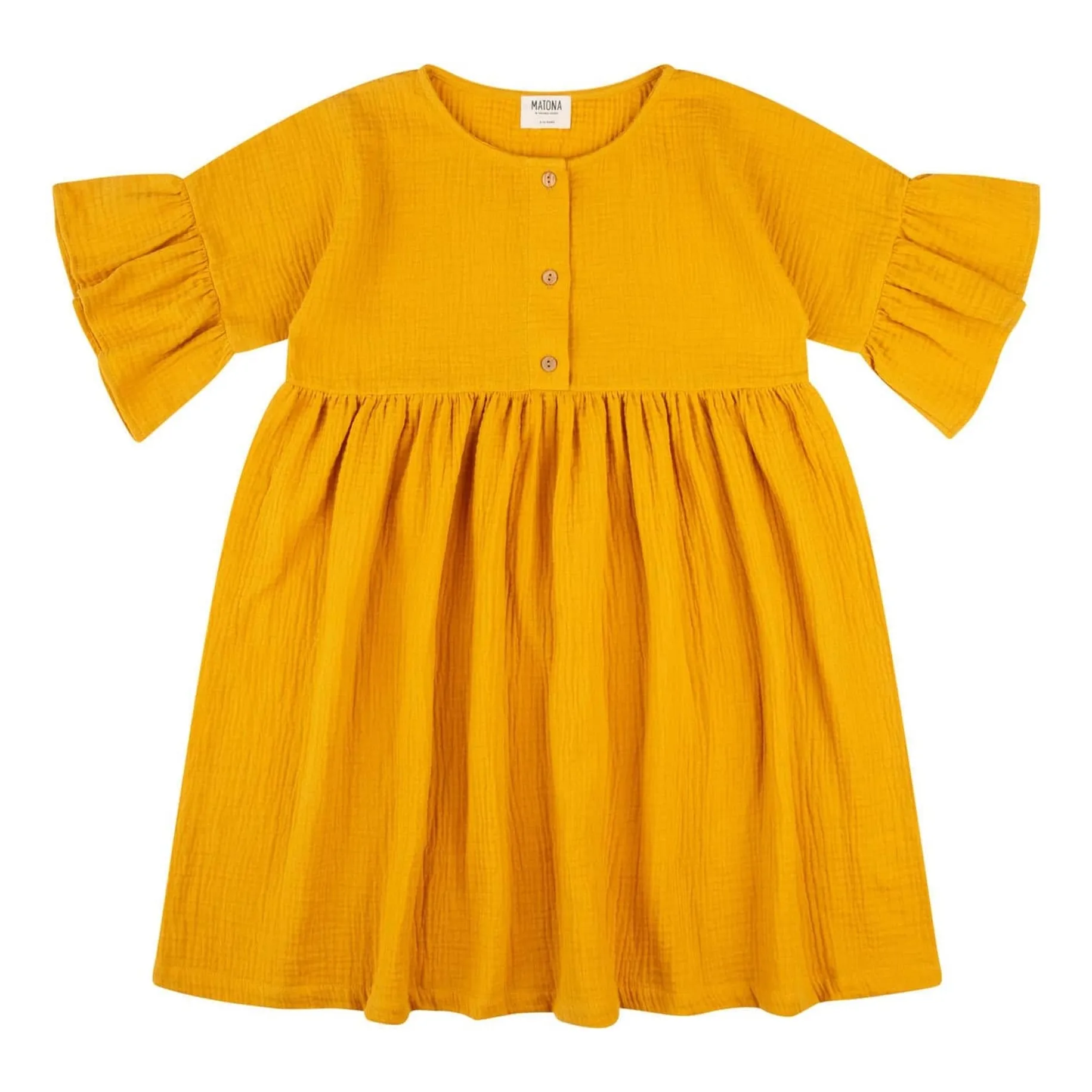 Matona Mustard Organic Cotton Ruffle Dress