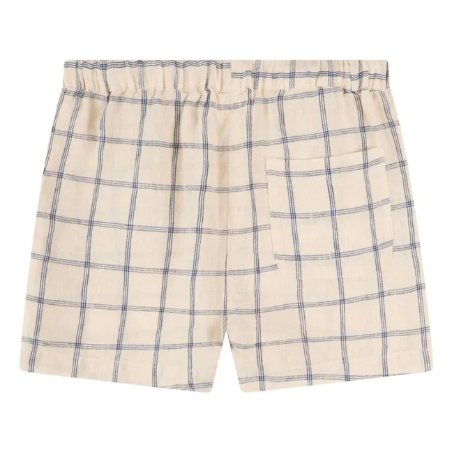 Linen Check Shorts | Beige