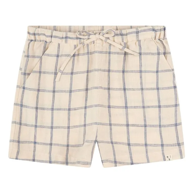 Linen Check Shorts | Beige