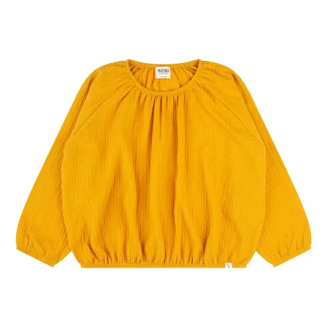 Camicetta a palloncino in cotone biologico | Giallo senape