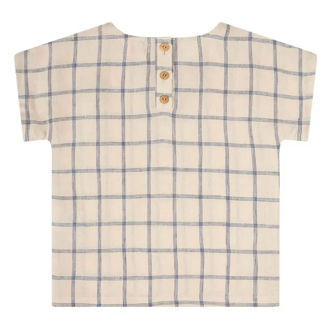 Linen Check T-Shirt  | Beige