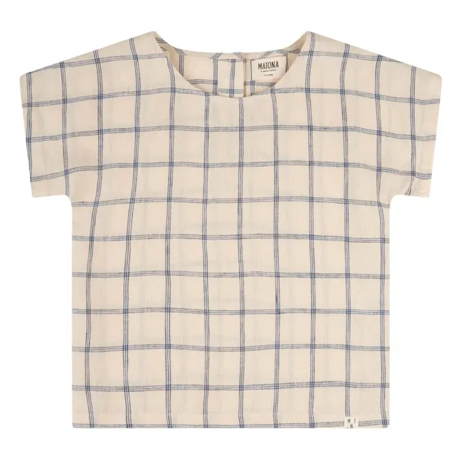 Maglietta in lino a quadri  | Beige