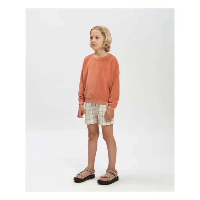 Linen Check Shorts | Beige