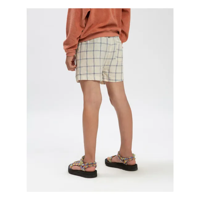 Linen Check Shorts | Beige