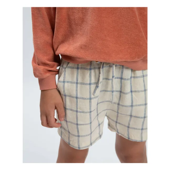 Linen Check Shorts | Beige