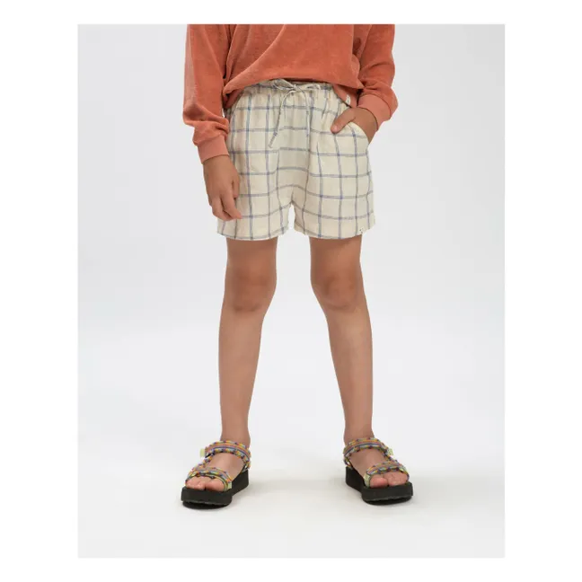 Linen Check Shorts | Beige