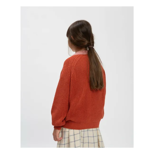 Strickjacke aus Bio-Baumwolle | Ziegelrot