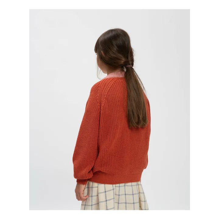 Organic cotton cardigan | Brick red- Product image n°2