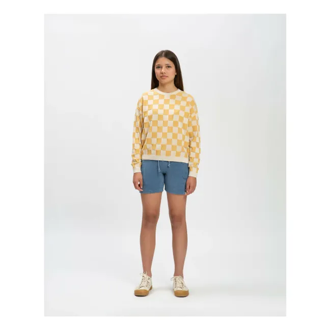 Sudadera de algodón orgánico a cuadros  | Amarillo